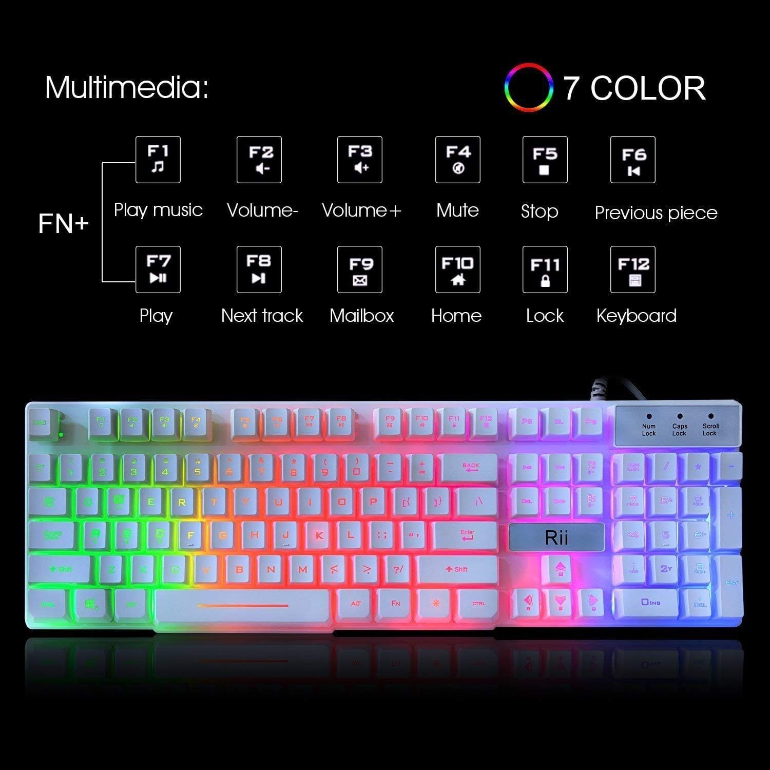 gk200 rainbow ゲーミングキーボード ホワイト Amazon.co.jp: Rii RK100+ ホワイト ゲーミングキーボード USB有線